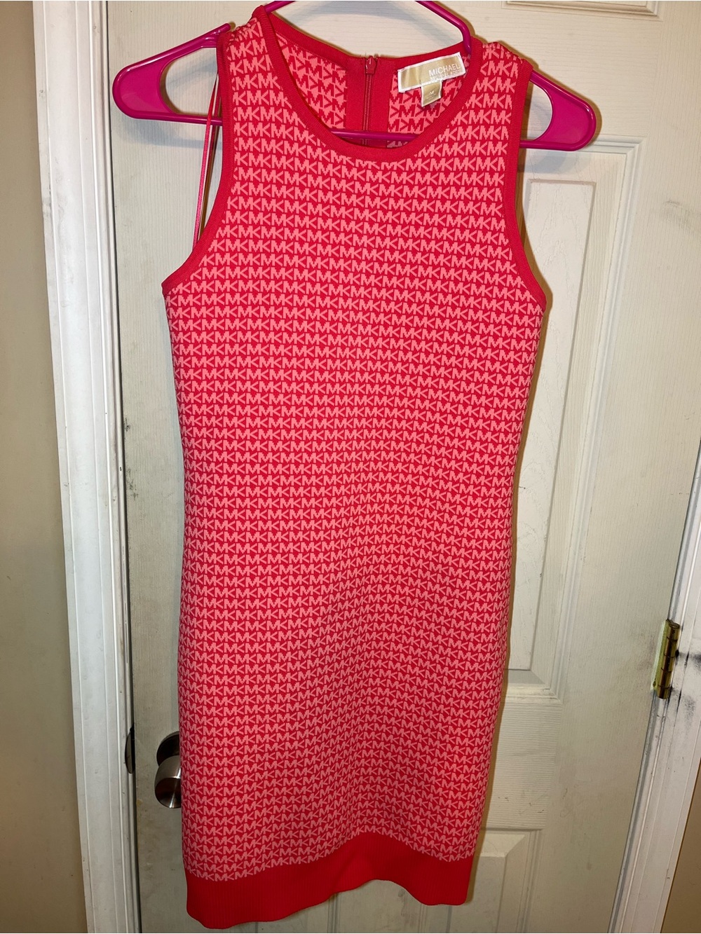 Michael Kors Logo Jacquard Tank Dress - Sangria/White size M